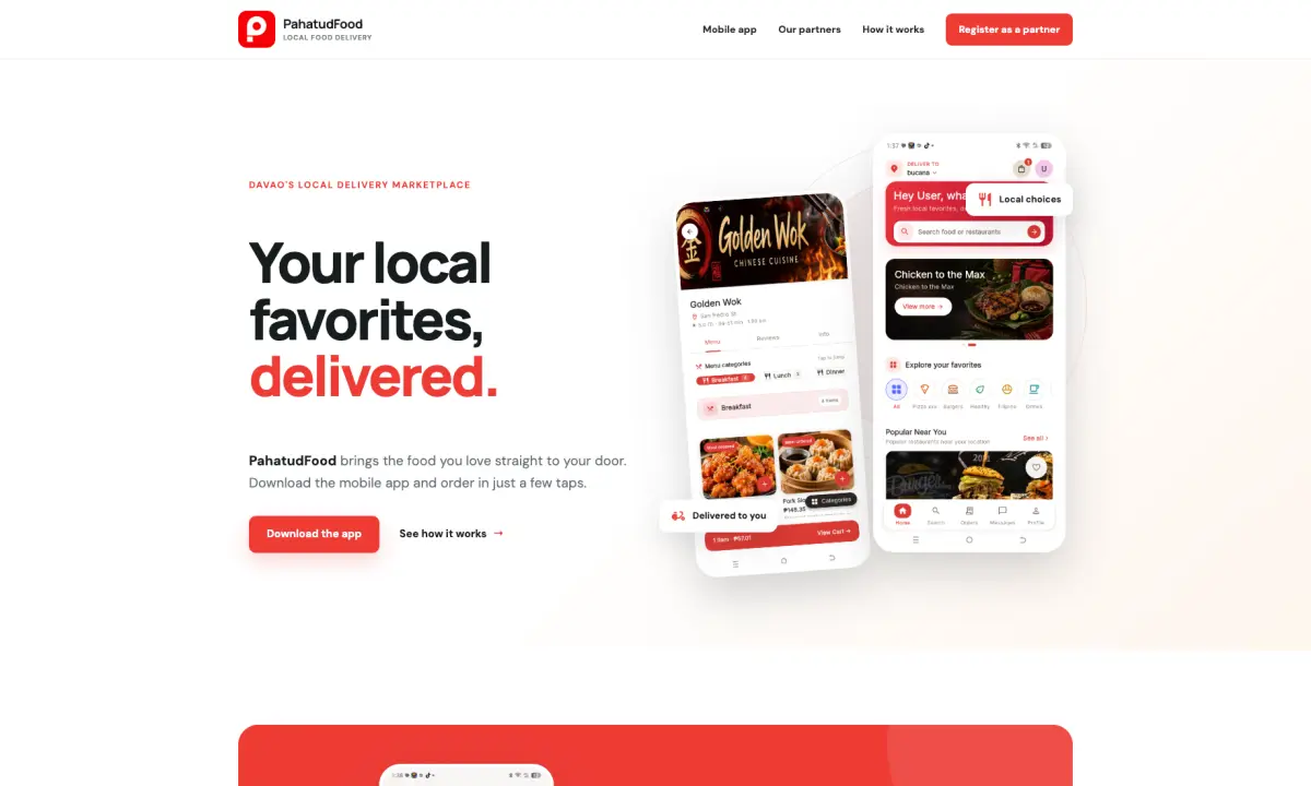 PahatudFood local food delivery product homepage preview