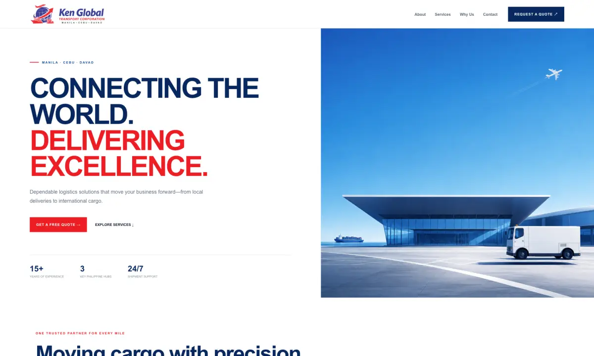 Ken Global Transport Corporation website homepage preview