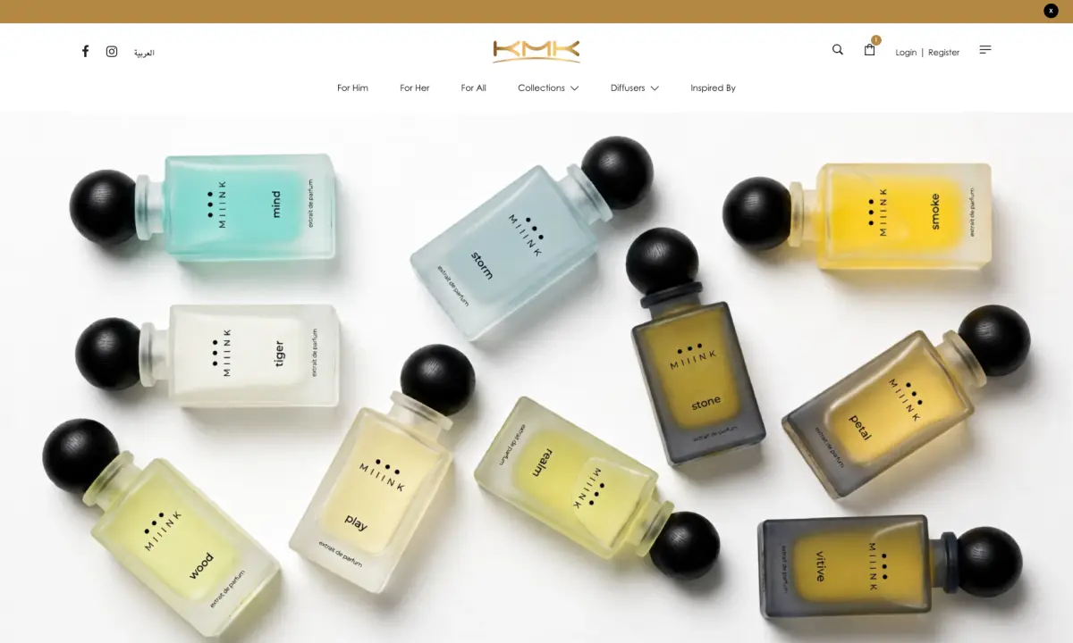KMK Perfumes e-commerce storefront interface preview