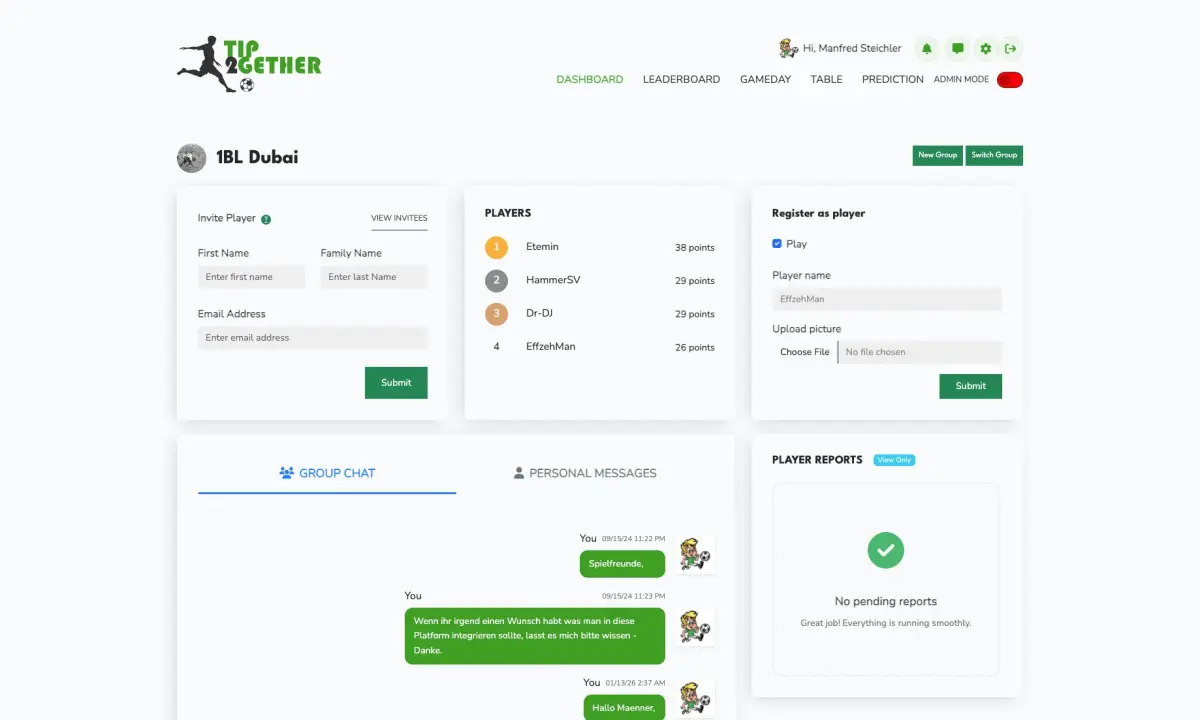 Tip2gether team coordination platform interface preview