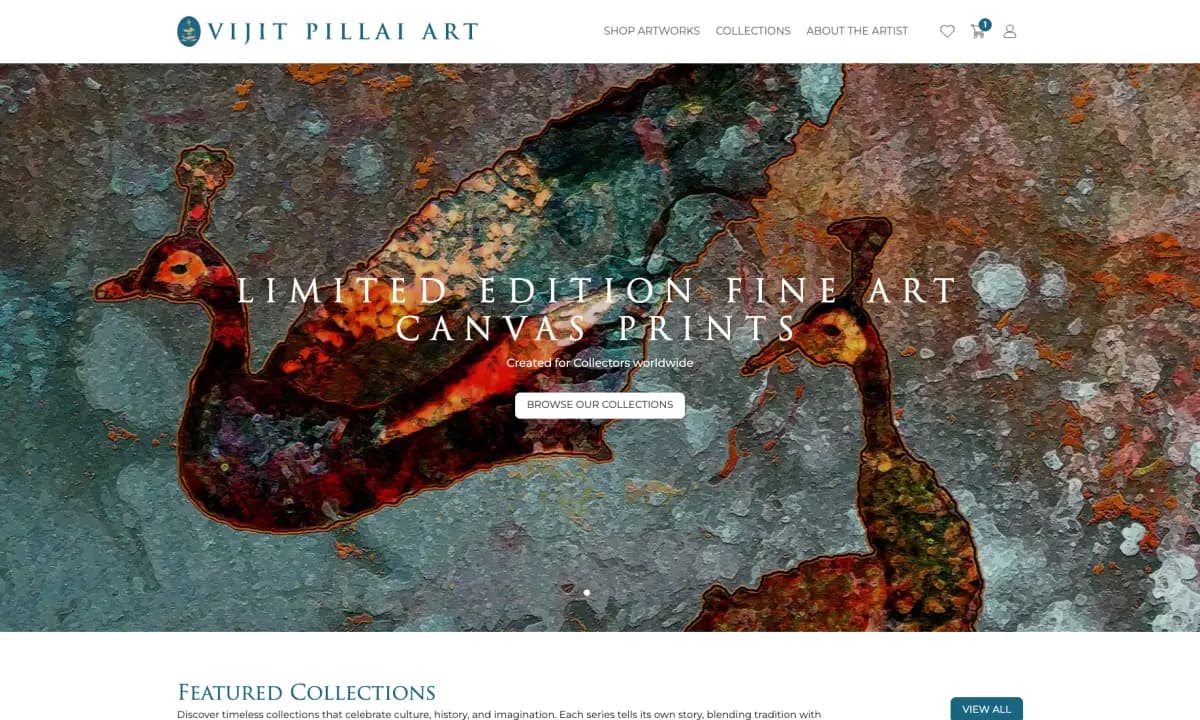 Vijit Pillai Art e-commerce platform interface preview